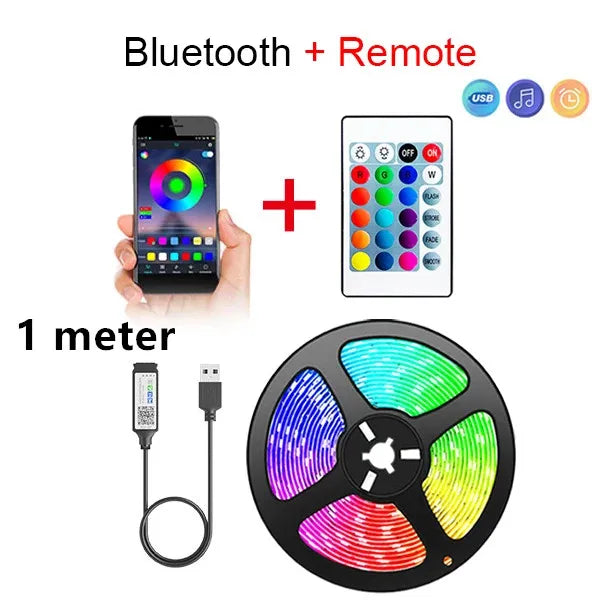 Bluetooth LED Strip Lights Smart SMD 5050 APP Remote Control Flexibl Ribbon Diode Lamp Tape TV Backlights Game Room Home Decor